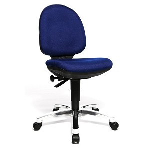 Tec 50 Industrie-Drehstuhl, blauer Stoff, glänzendes Alu-Fußkreuz